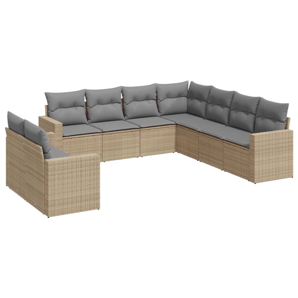 9-delige Loungeset met kussens poly rattan beige is nu te koop bij PeponiXL, paradijselijk wonen!