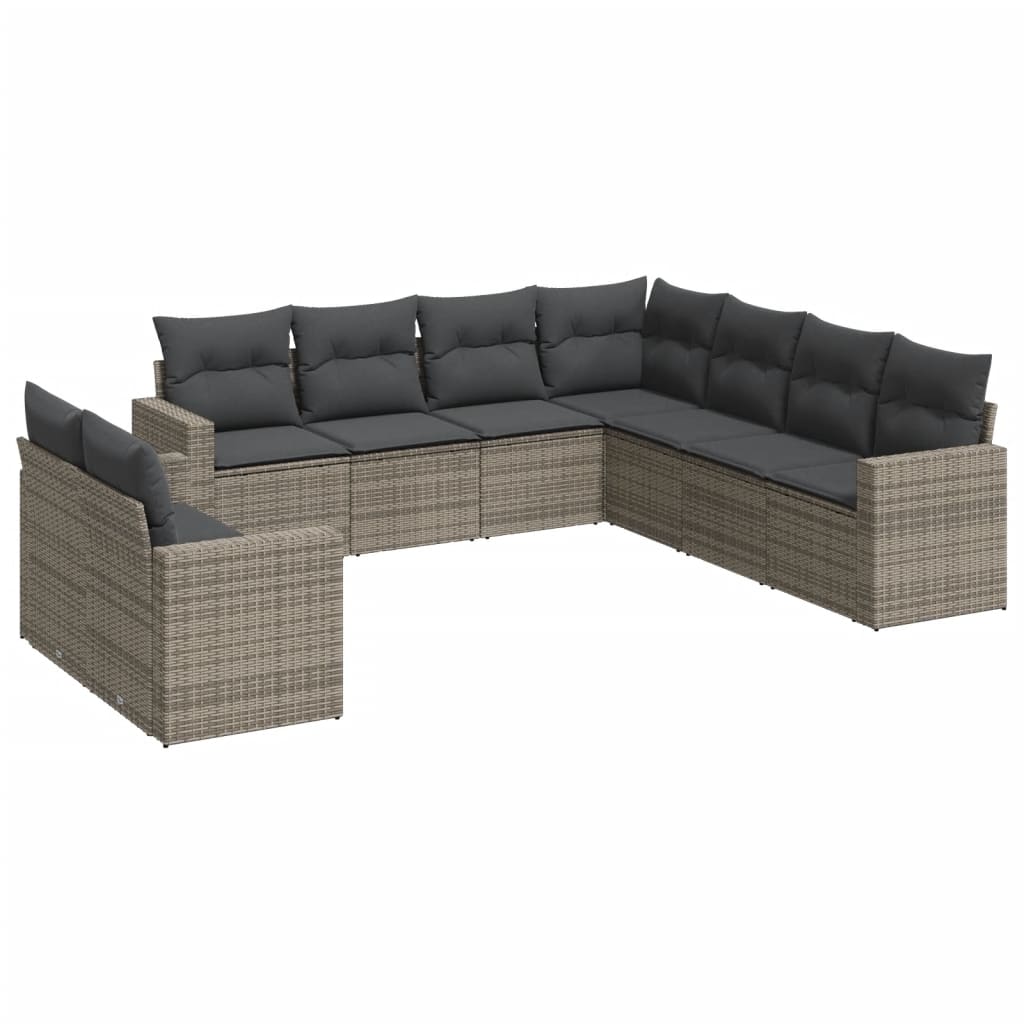 9-delige Loungeset met kussens poly rattan grijs is nu te koop bij PeponiXL, paradijselijk wonen!