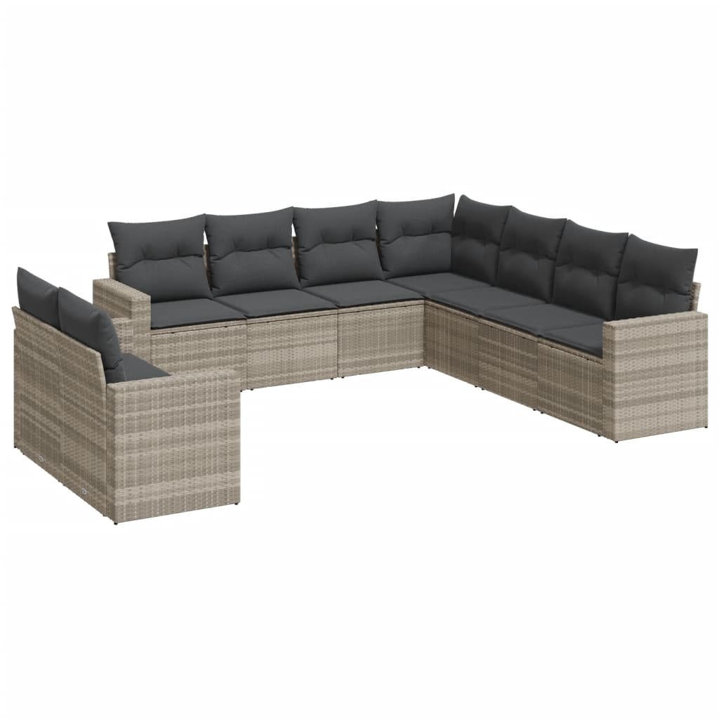 9-delige Loungeset met kussens poly rattan lichtgrijs is nu te koop bij PeponiXL, paradijselijk wonen!