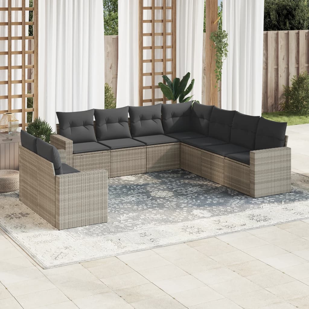 9-delige Loungeset met kussens poly rattan lichtgrijs is nu te koop bij PeponiXL, paradijselijk wonen!