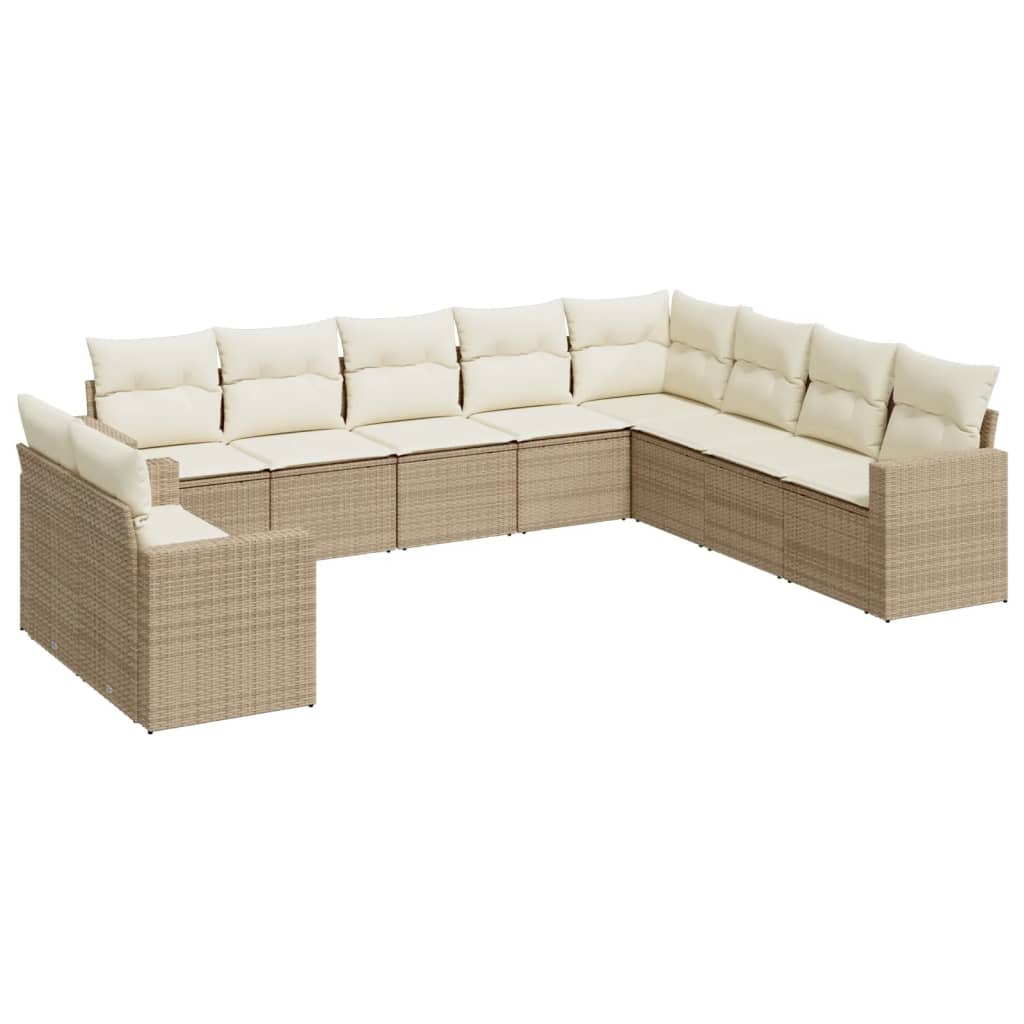 10-delige Loungeset met kussens poly rattan beige is nu te koop bij PeponiXL, paradijselijk wonen!