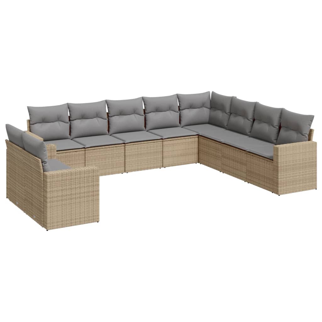 10-delige Loungeset met kussens poly rattan beige is nu te koop bij PeponiXL, paradijselijk wonen!