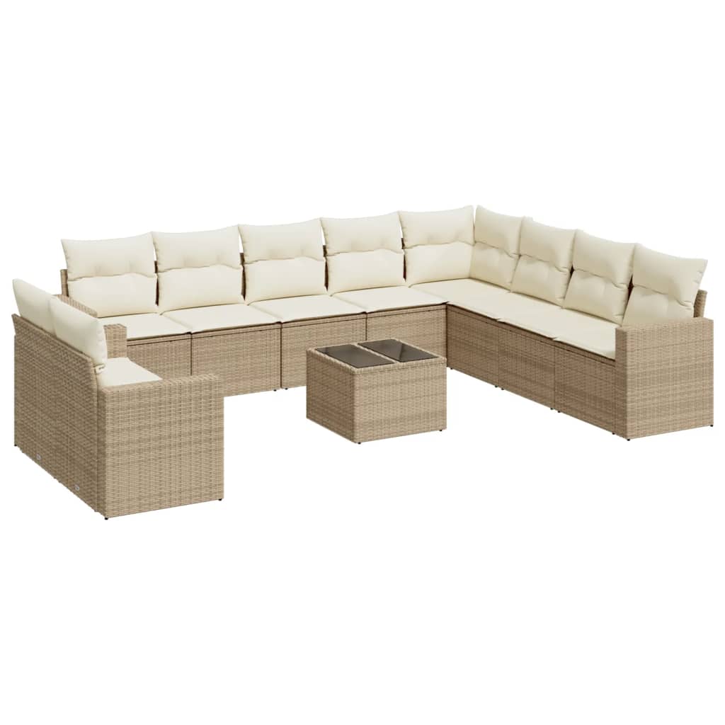 11-delige Tuinset met kussens poly rattan beige is nu te koop bij PeponiXL, paradijselijk wonen!