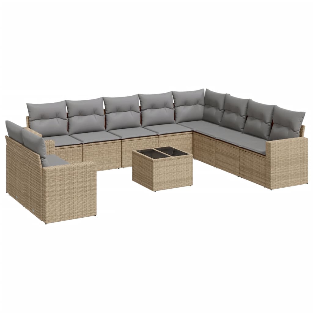 11-delige Tuinset met kussens poly rattan beige is nu te koop bij PeponiXL, paradijselijk wonen!