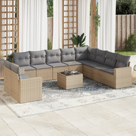 11-delige Tuinset met kussens poly rattan beige is nu te koop bij PeponiXL, paradijselijk wonen!