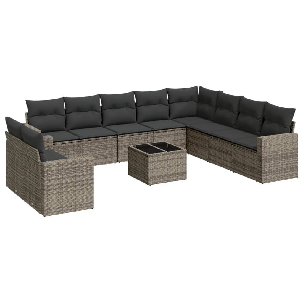 11-delige Loungeset met kussens poly rattan grijs is nu te koop bij PeponiXL, paradijselijk wonen!