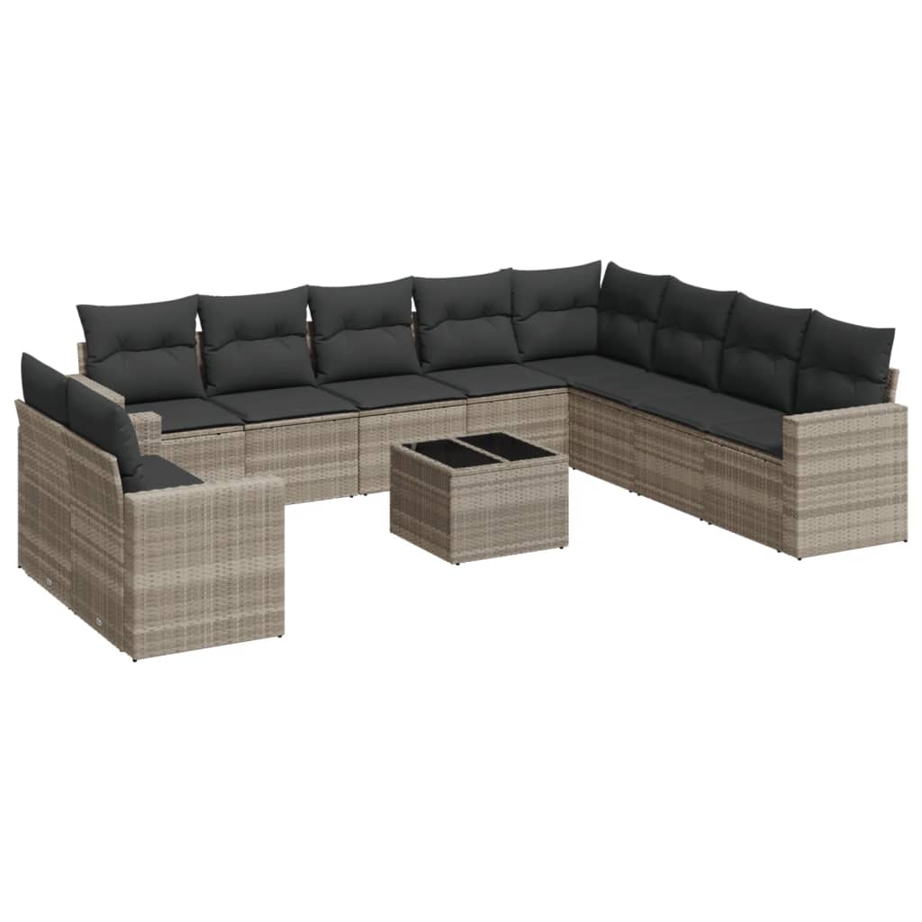 11-delige Loungeset met kussens poly rattan lichtgrijs is nu te koop bij PeponiXL, paradijselijk wonen!