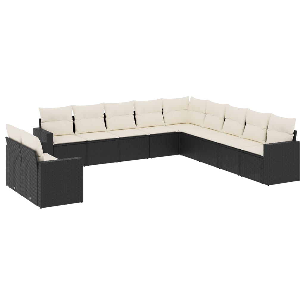 11-delige Loungeset met kussens poly rattan zwart is nu te koop bij PeponiXL, paradijselijk wonen!