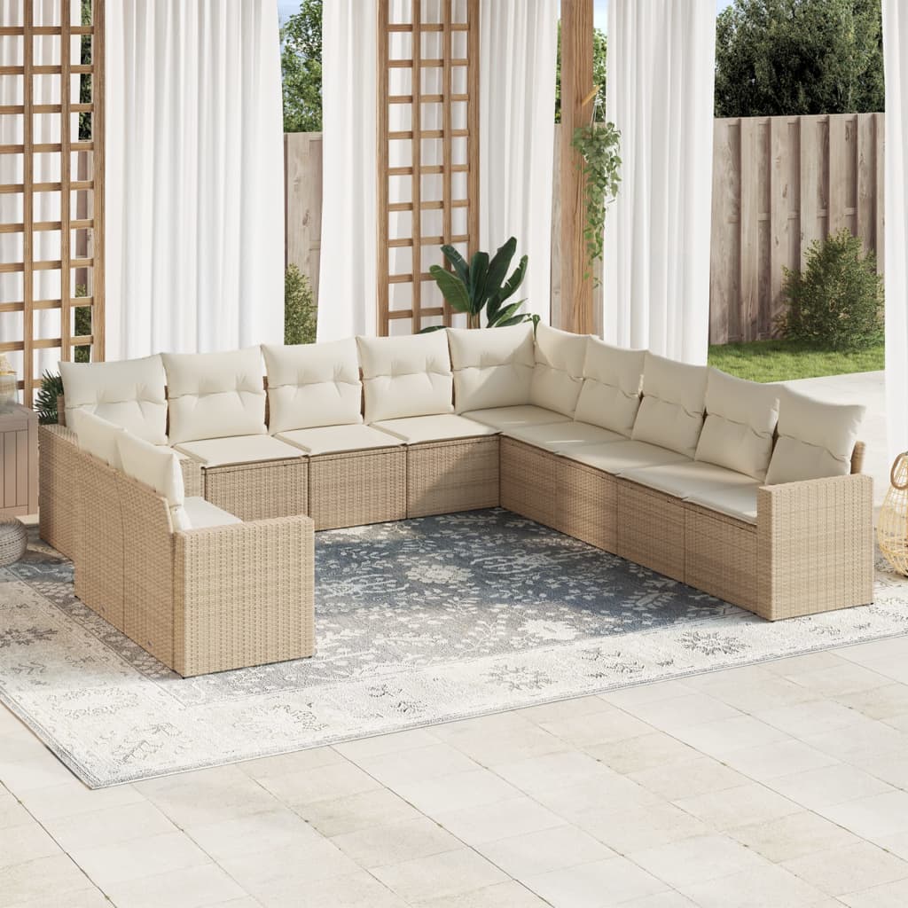 11-delige Tuinset met kussens poly rattan beige is nu te koop bij PeponiXL, paradijselijk wonen!