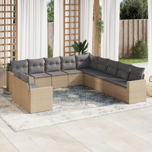 11-delige Tuinset met kussens poly rattan beige is nu te koop bij PeponiXL, paradijselijk wonen!