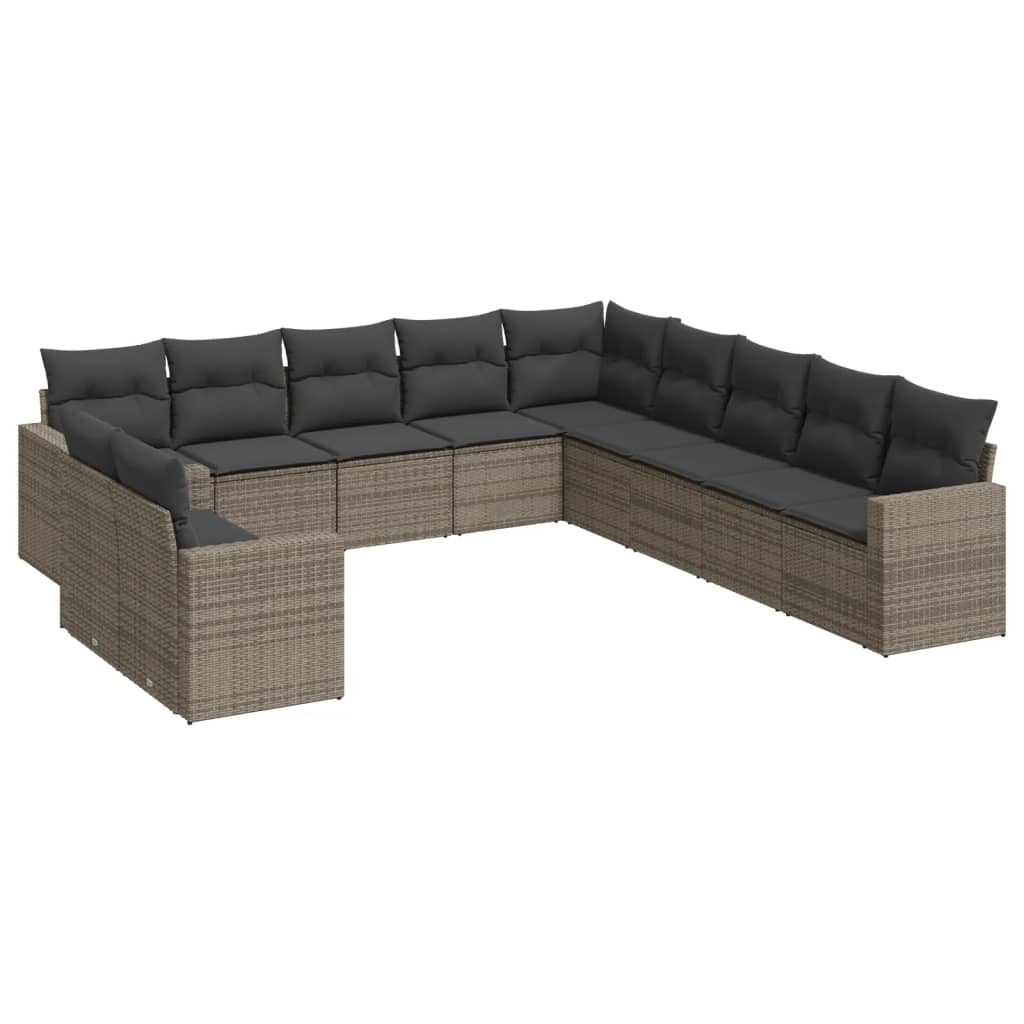 11-delige Loungeset met kussens poly rattan grijs is nu te koop bij PeponiXL, paradijselijk wonen!