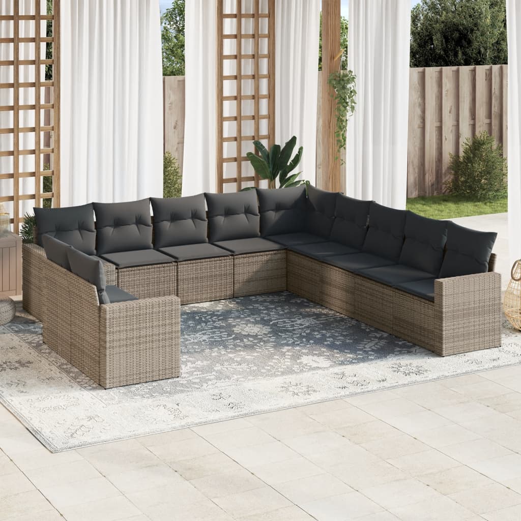 11-delige Loungeset met kussens poly rattan grijs is nu te koop bij PeponiXL, paradijselijk wonen!