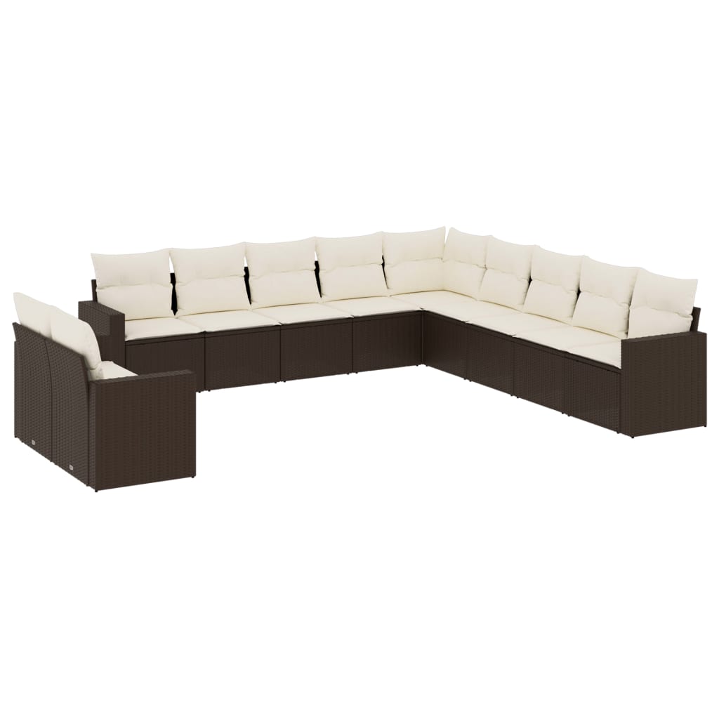 11-delige Loungeset met kussens poly rattan bruin is nu te koop bij PeponiXL, paradijselijk wonen!