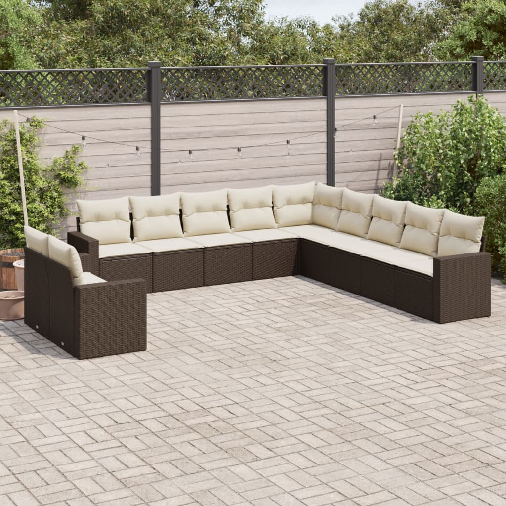 11-delige Loungeset met kussens poly rattan bruin is nu te koop bij PeponiXL, paradijselijk wonen!