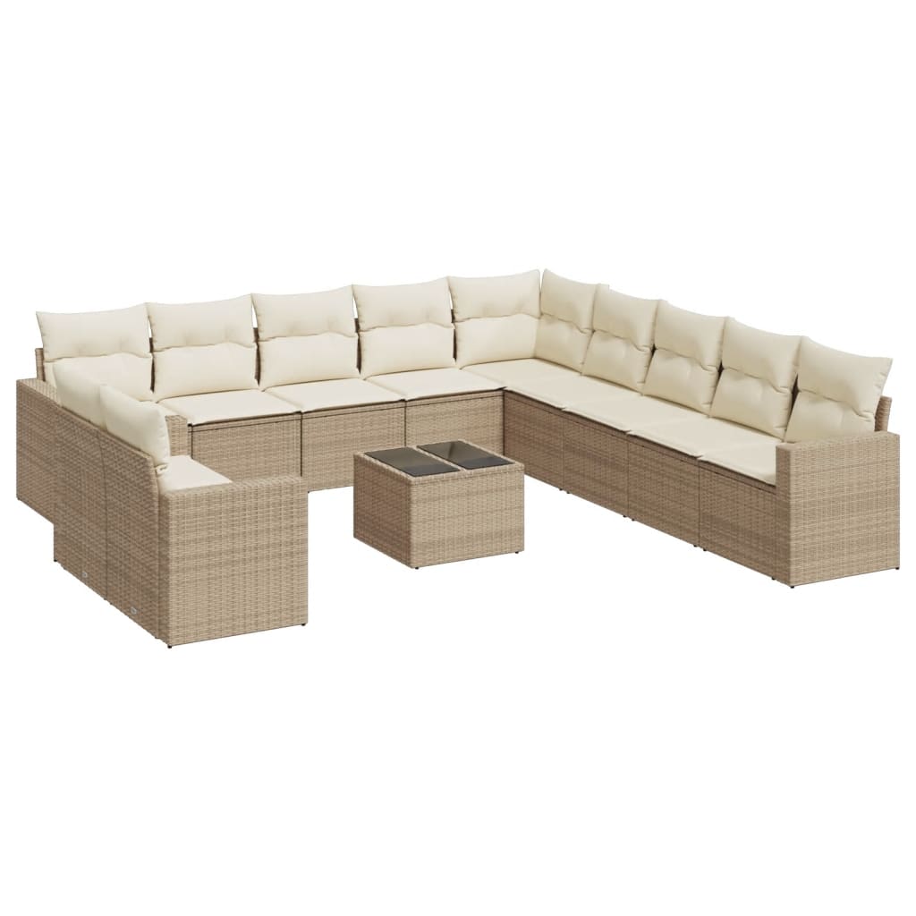 12-delige Loungeset met kussens poly rattan beige is nu te koop bij PeponiXL, paradijselijk wonen!