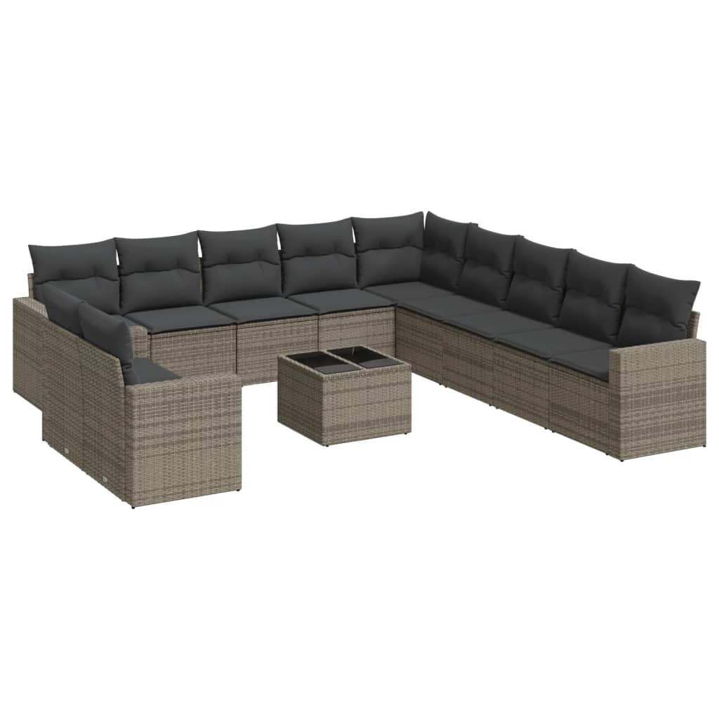 12-delige Loungeset met kussens poly rattan grijs is nu te koop bij PeponiXL, paradijselijk wonen!