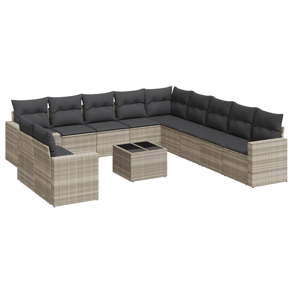 12-delige Loungeset met kussens poly rattan lichtgrijs is nu te koop bij PeponiXL, paradijselijk wonen!