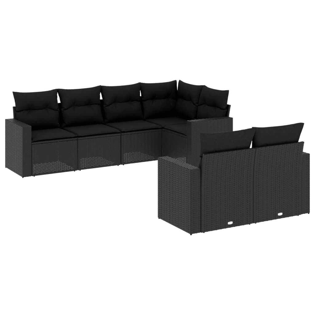 7-delige Loungeset met kussens poly rattan zwart is nu te koop bij PeponiXL, paradijselijk wonen!