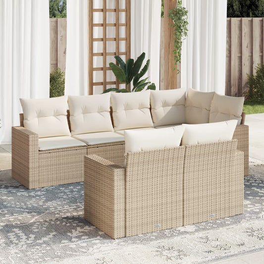 7-delige Loungeset met kussens poly rattan beige is nu te koop bij PeponiXL, paradijselijk wonen!