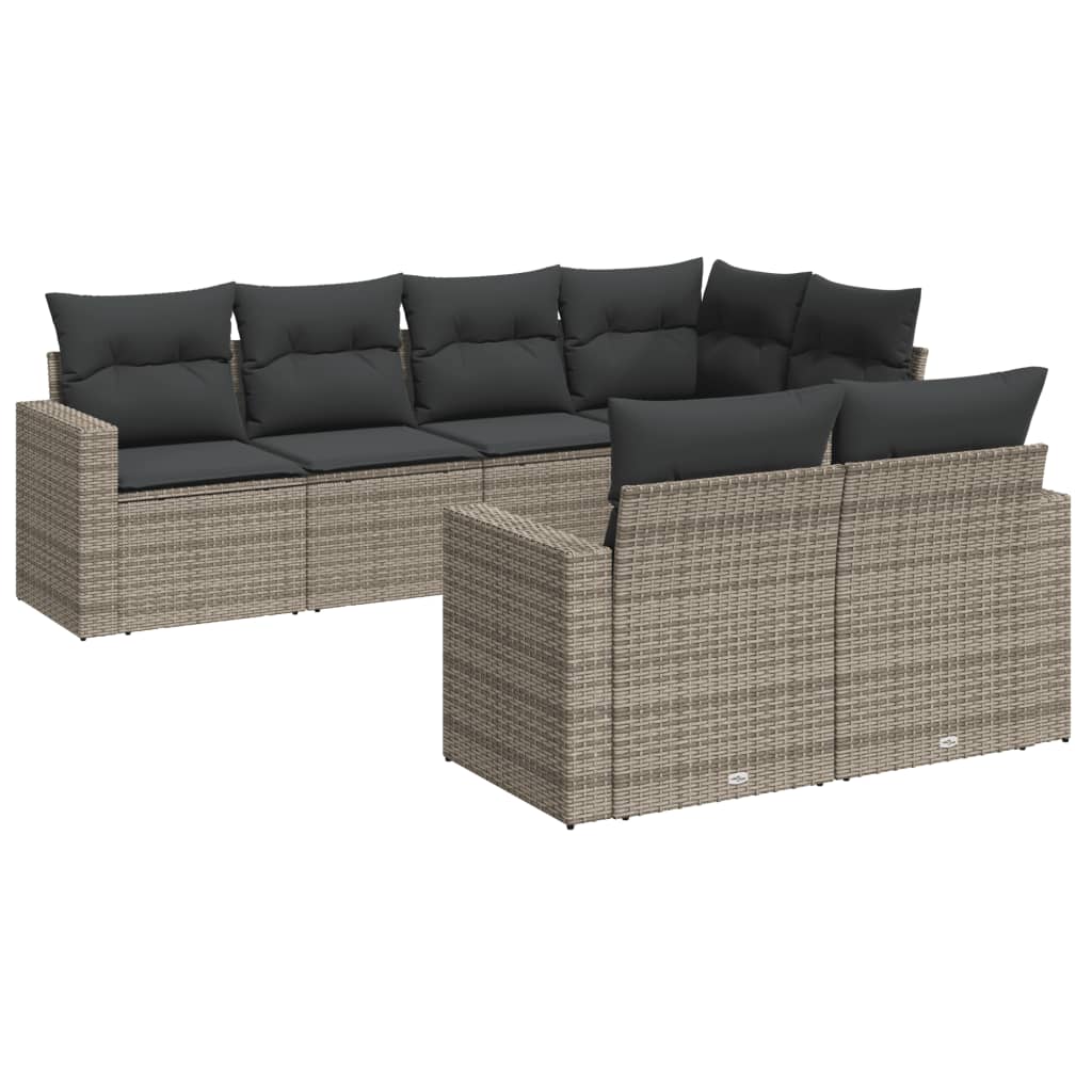 7-delige Loungeset met kussens poly rattan grijs is nu te koop bij PeponiXL, paradijselijk wonen!