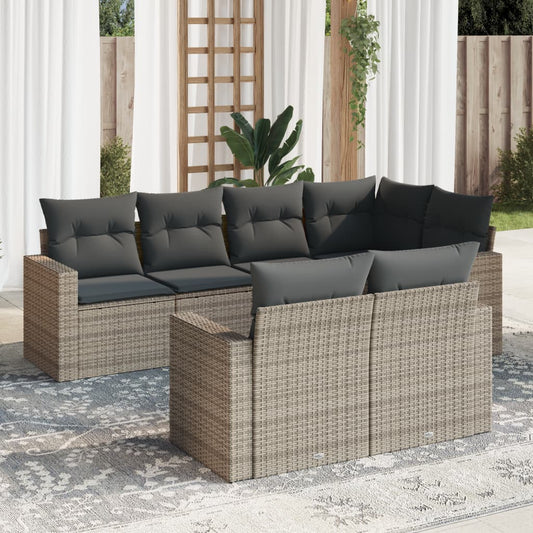 7-delige Loungeset met kussens poly rattan grijs is nu te koop bij PeponiXL, paradijselijk wonen!