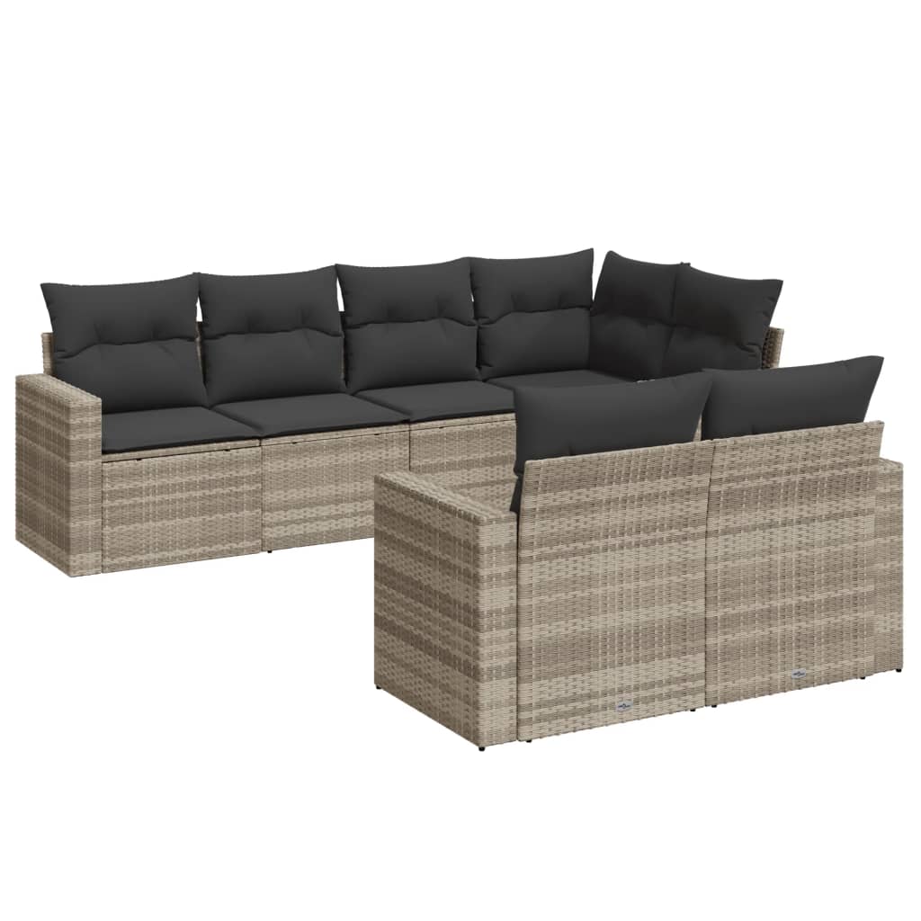7-delige Loungeset met kussens poly rattan lichtgrijs is nu te koop bij PeponiXL, paradijselijk wonen!