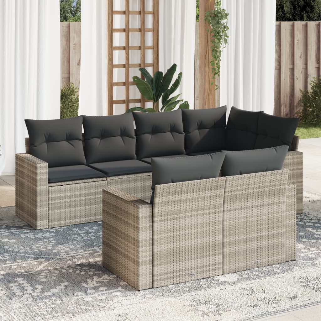 7-delige Loungeset met kussens poly rattan lichtgrijs is nu te koop bij PeponiXL, paradijselijk wonen!