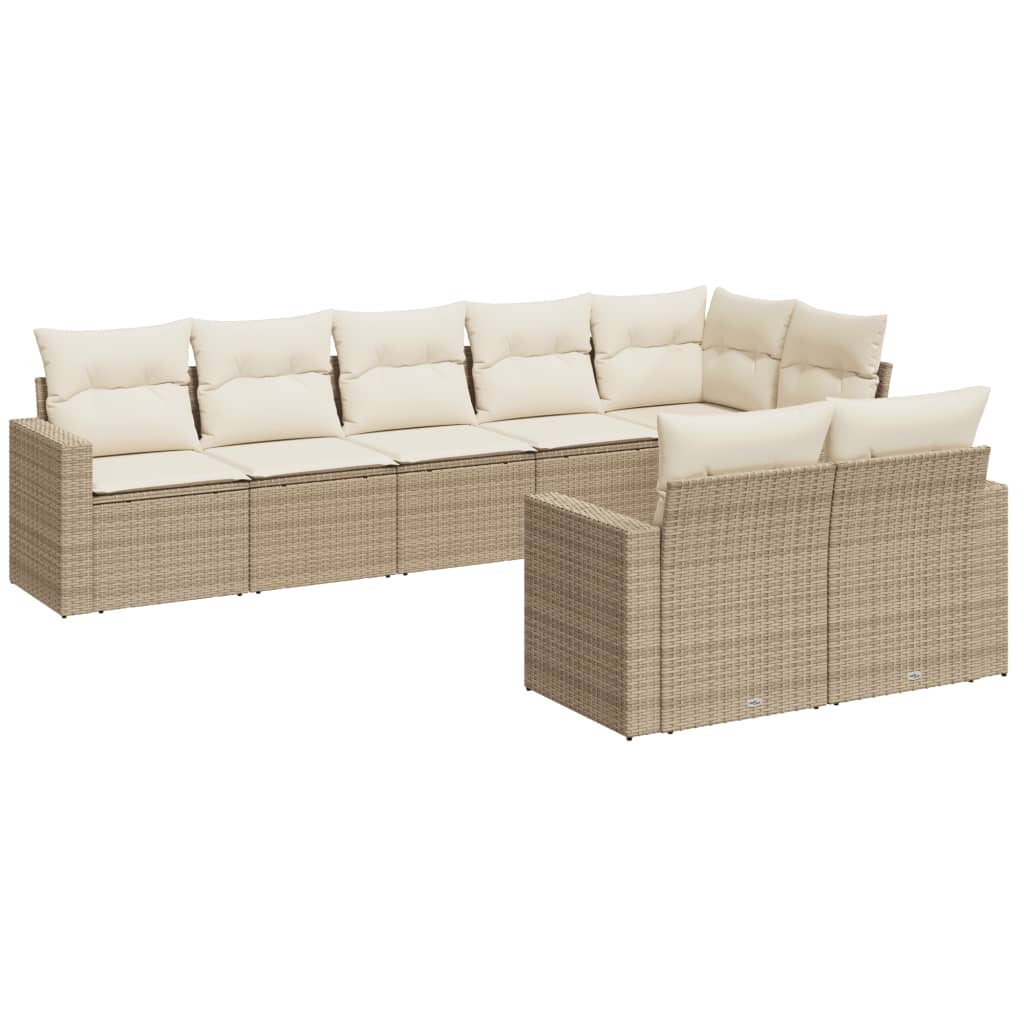 8-delige Loungeset met kussens poly rattan beige is nu te koop bij PeponiXL, paradijselijk wonen!