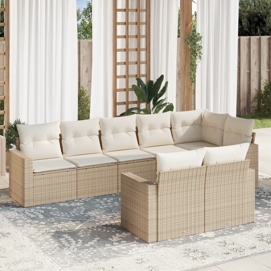 8-delige Loungeset met kussens poly rattan beige is nu te koop bij PeponiXL, paradijselijk wonen!