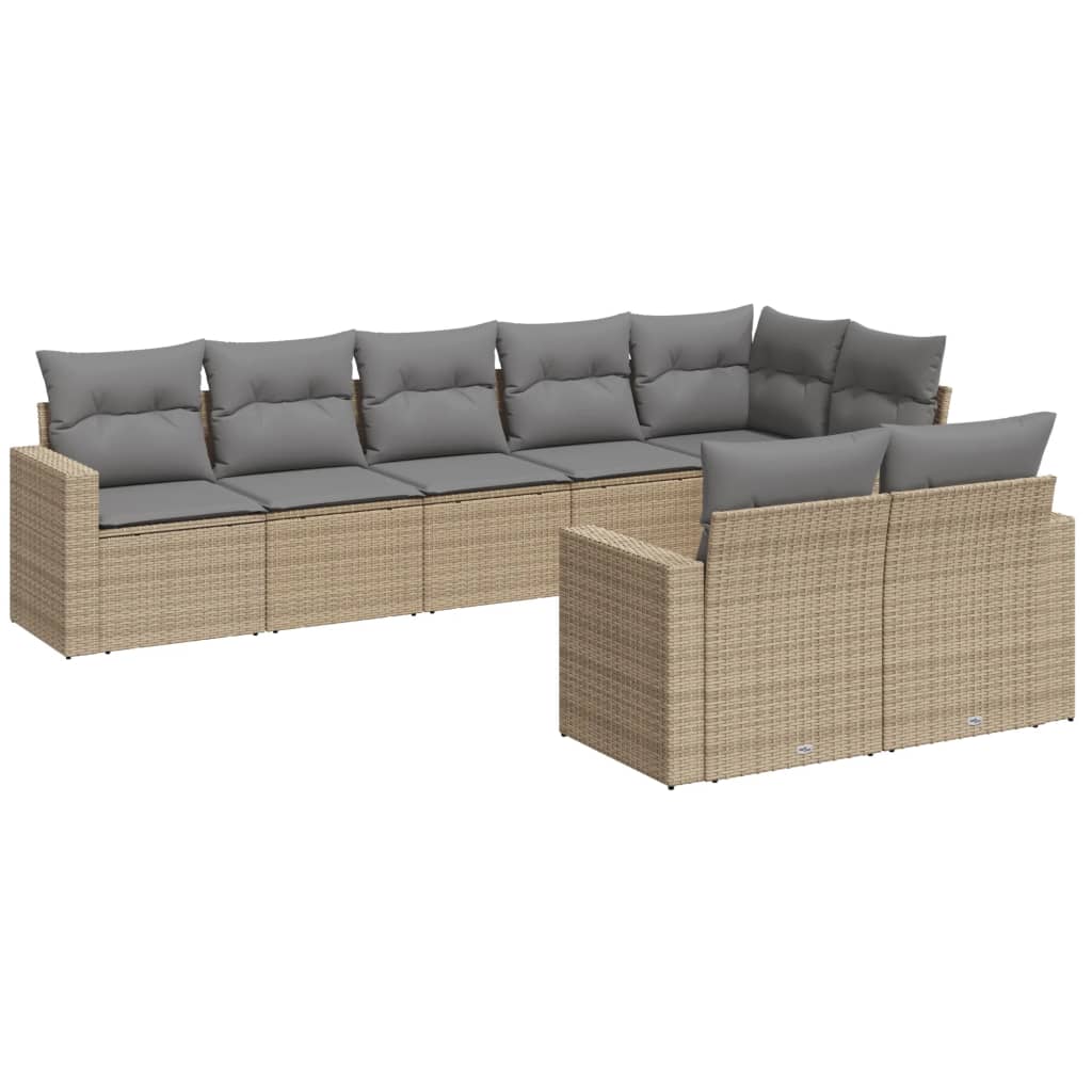 8-delige Loungeset met kussens poly rattan beige is nu te koop bij PeponiXL, paradijselijk wonen!