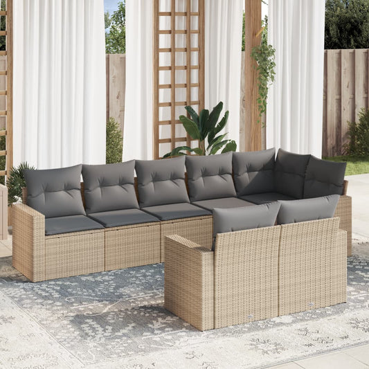 8-delige Loungeset met kussens poly rattan beige is nu te koop bij PeponiXL, paradijselijk wonen!