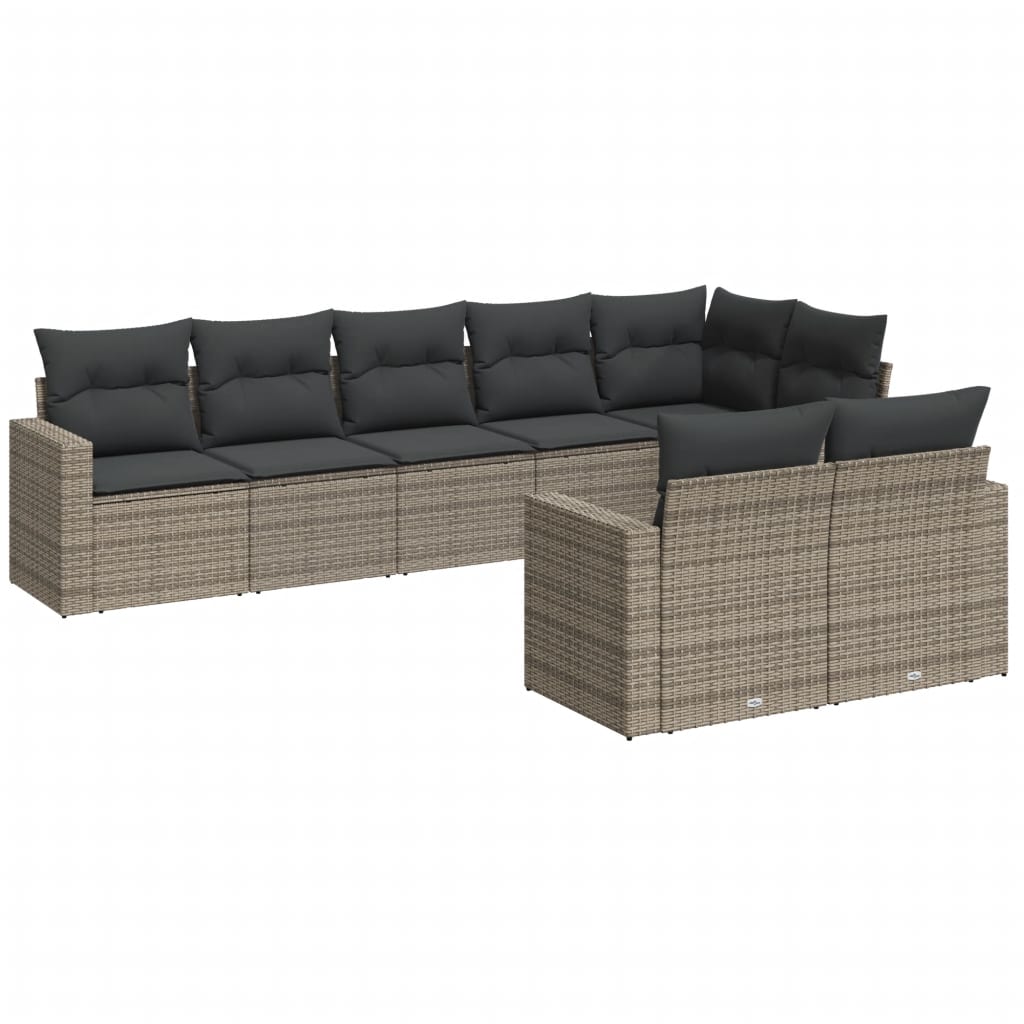 8-delige Loungeset met kussens poly rattan grijs is nu te koop bij PeponiXL, paradijselijk wonen!