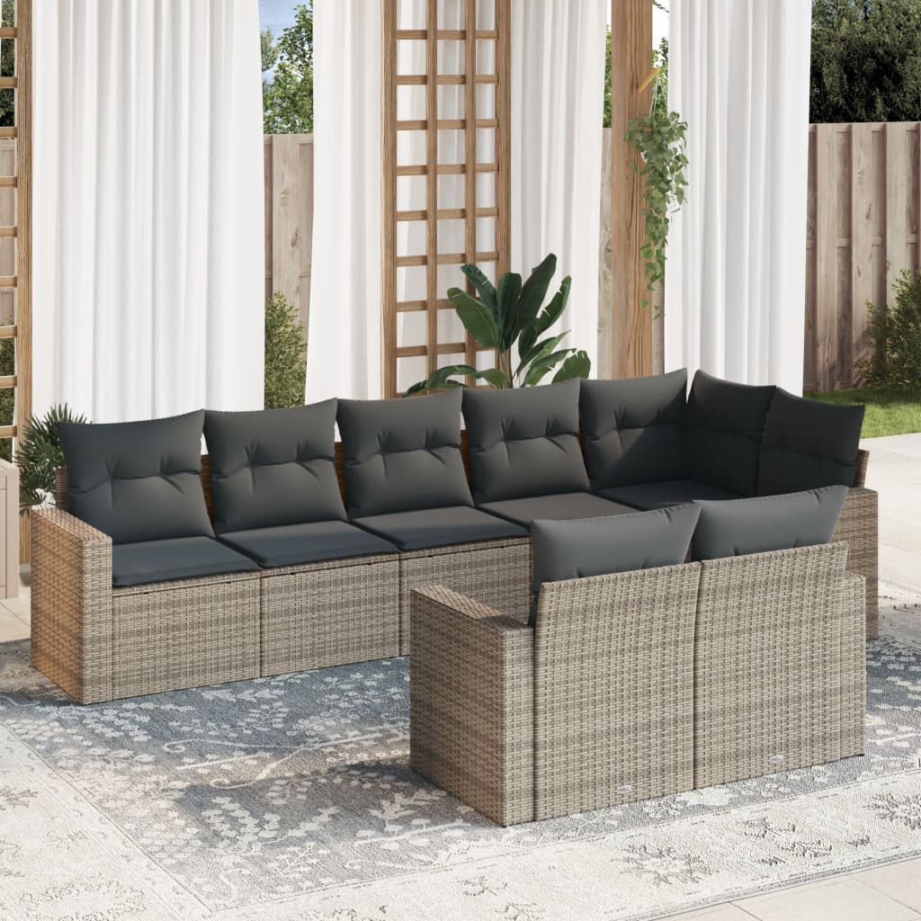 8-delige Loungeset met kussens poly rattan grijs is nu te koop bij PeponiXL, paradijselijk wonen!