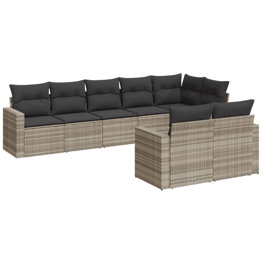 8-delige Loungeset met kussens poly rattan lichtgrijs is nu te koop bij PeponiXL, paradijselijk wonen!