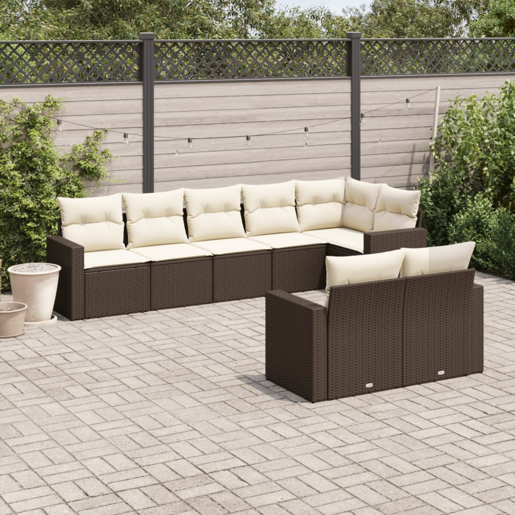 8-delige Loungeset met kussens poly rattan bruin is nu te koop bij PeponiXL, paradijselijk wonen!