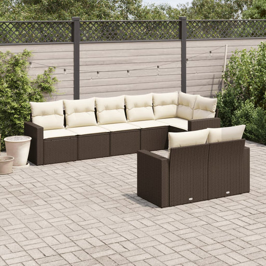 8-delige Loungeset met kussens poly rattan bruin is nu te koop bij PeponiXL, paradijselijk wonen!