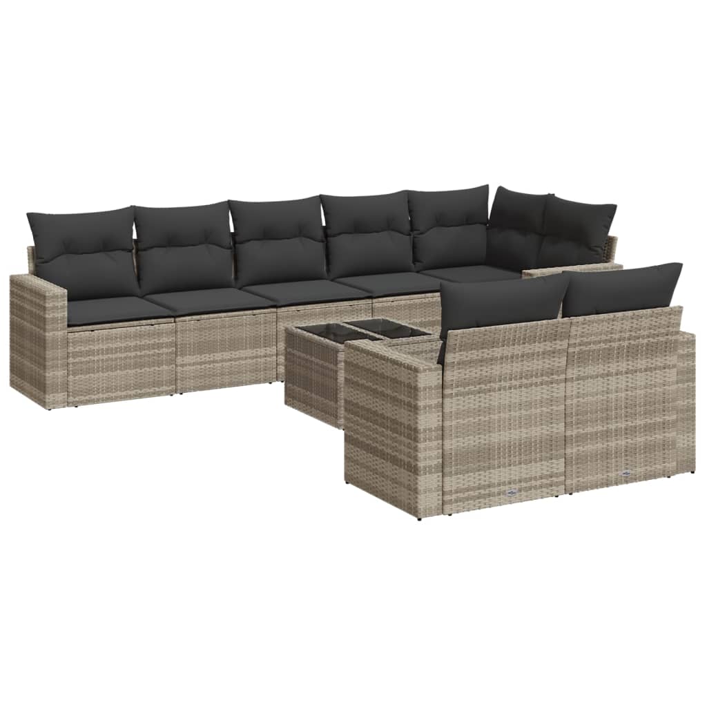 9-delige Loungeset met kussens poly rattan lichtgrijs is nu te koop bij PeponiXL, paradijselijk wonen!