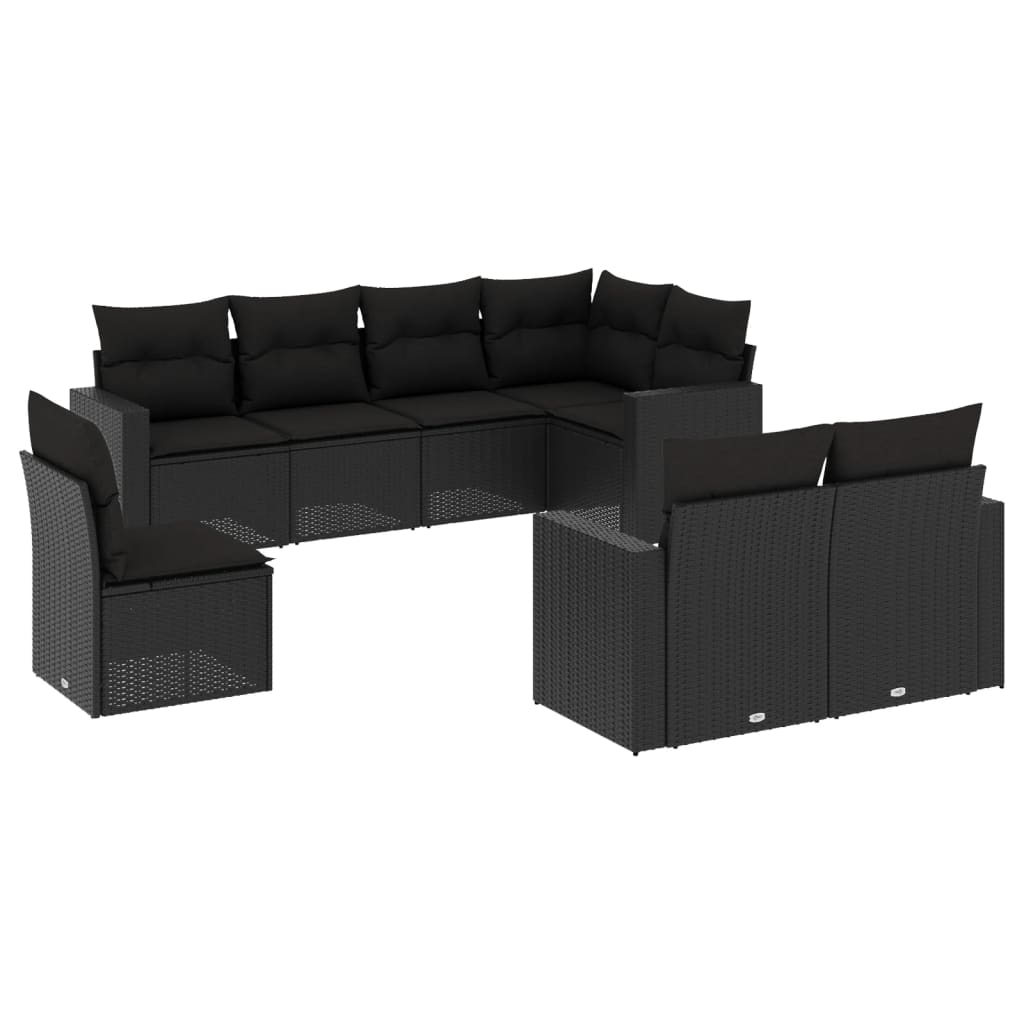 8-delige Loungeset met kussens poly rattan zwart is nu te koop bij PeponiXL, paradijselijk wonen!