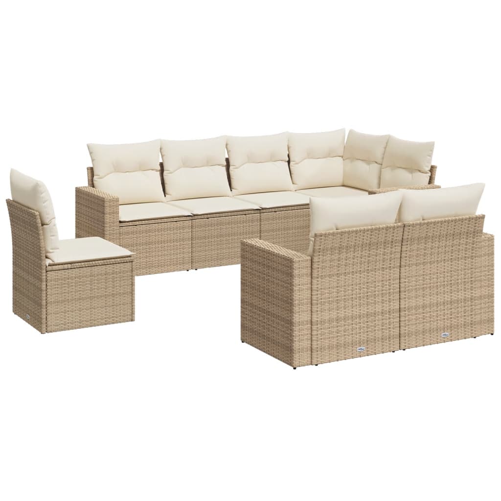 8-delige Loungeset met kussens poly rattan beige is nu te koop bij PeponiXL, paradijselijk wonen!