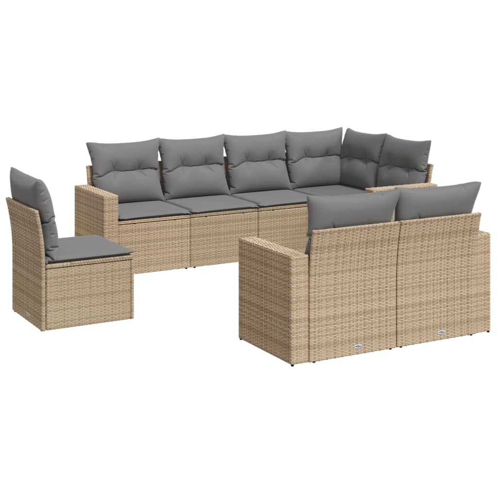 8-delige Loungeset met kussens poly rattan beige is nu te koop bij PeponiXL, paradijselijk wonen!