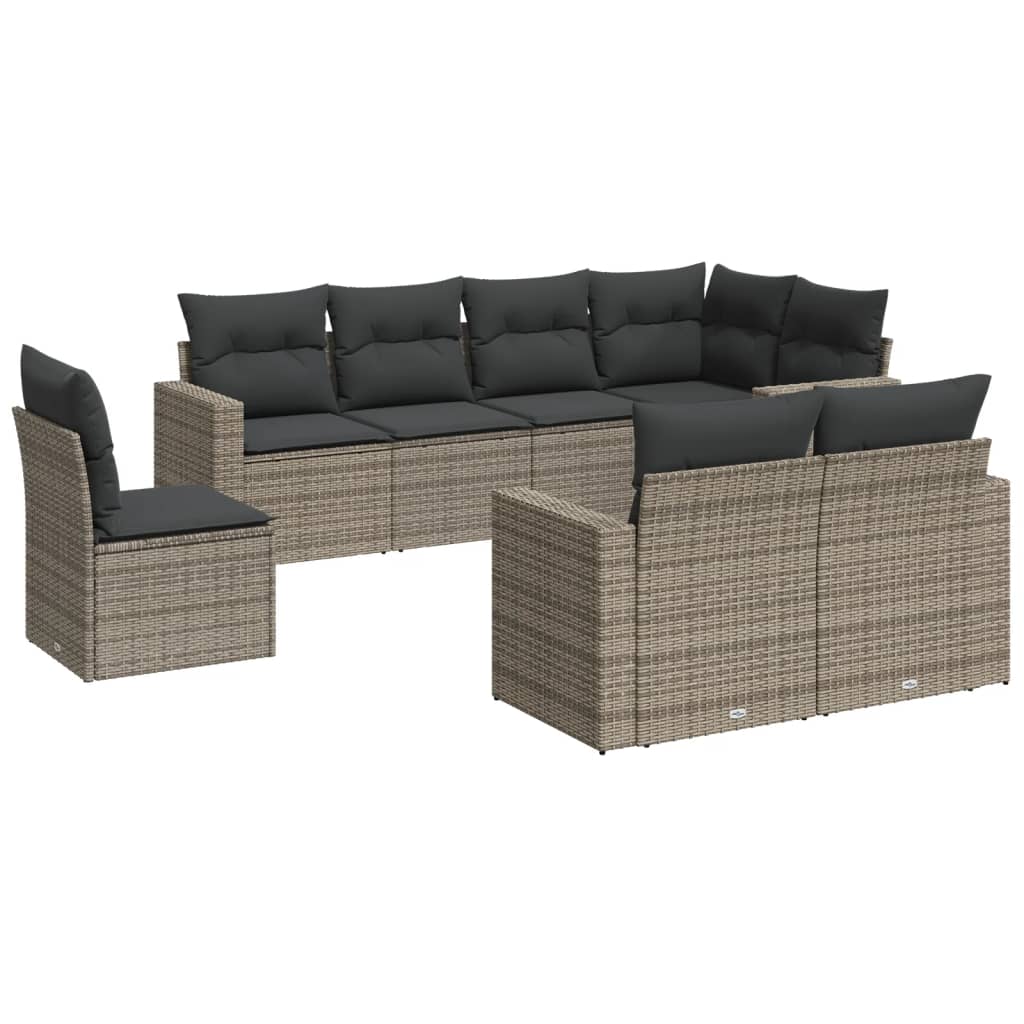 8-delige Loungeset met kussens poly rattan grijs is nu te koop bij PeponiXL, paradijselijk wonen!