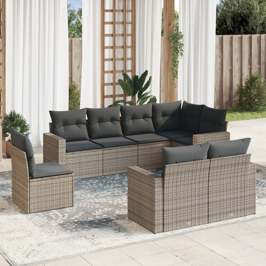 8-delige Loungeset met kussens poly rattan grijs is nu te koop bij PeponiXL, paradijselijk wonen!