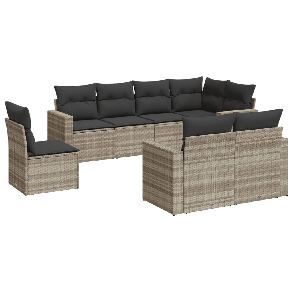 8-delige Loungeset met kussens poly rattan lichtgrijs is nu te koop bij PeponiXL, paradijselijk wonen!