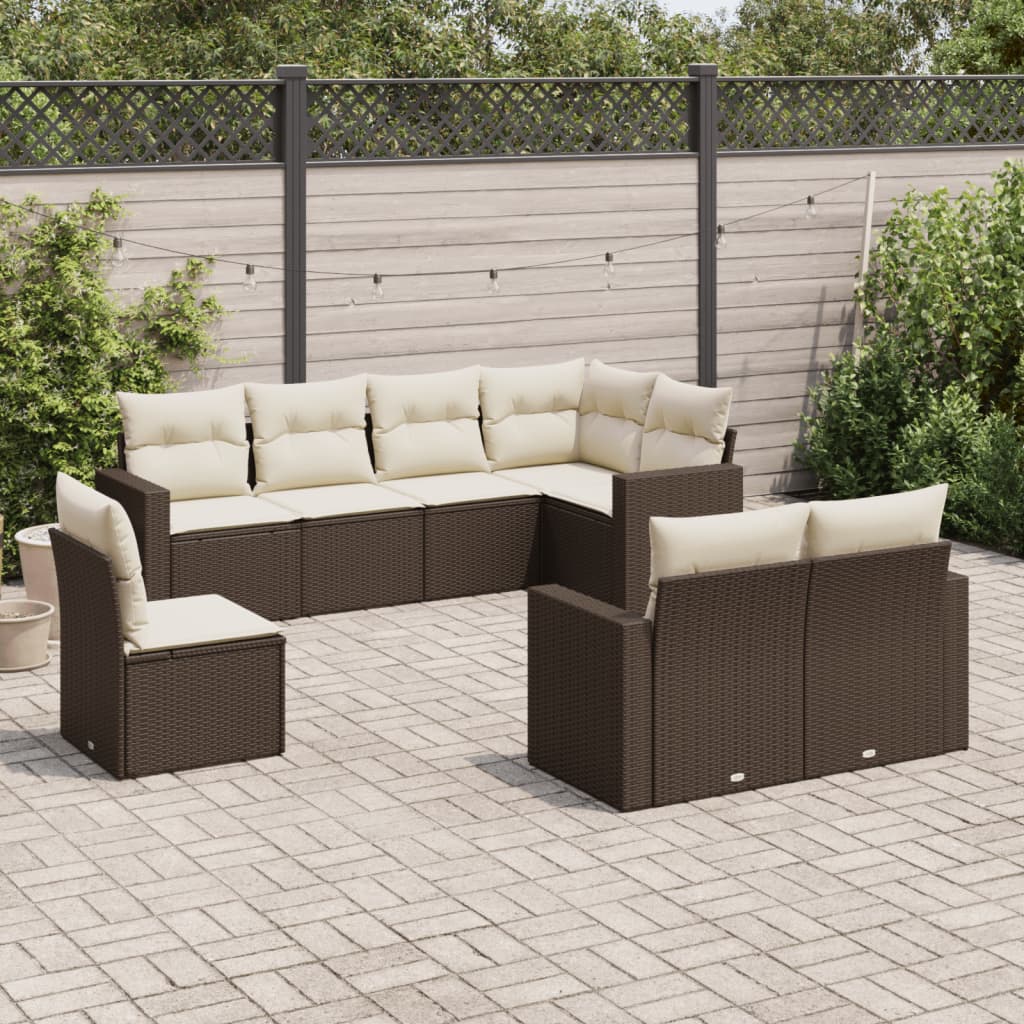 8-delige Loungeset met kussens poly rattan bruin is nu te koop bij PeponiXL, paradijselijk wonen!