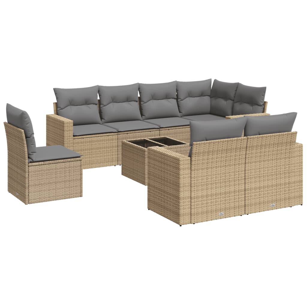 9-delige Loungeset met kussens poly rattan beige is nu te koop bij PeponiXL, paradijselijk wonen!