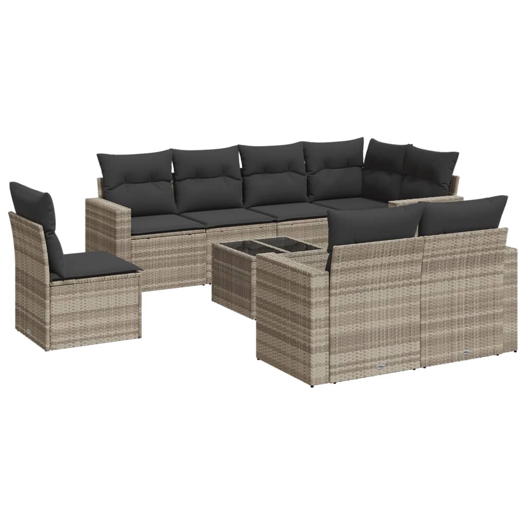 9-delige Loungeset met kussens poly rattan lichtgrijs is nu te koop bij PeponiXL, paradijselijk wonen!