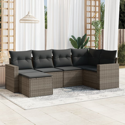 6-delige Loungeset met kussens poly rattan grijs is nu te koop bij PeponiXL, paradijselijk wonen!