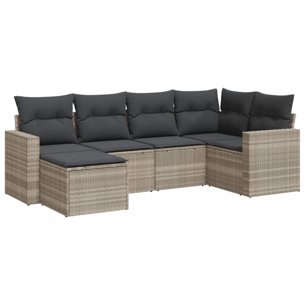 6-delige Loungeset met kussens poly rattan lichtgrijs is nu te koop bij PeponiXL, paradijselijk wonen!