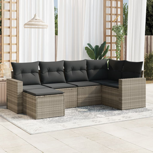 6-delige Loungeset met kussens poly rattan lichtgrijs is nu te koop bij PeponiXL, paradijselijk wonen!