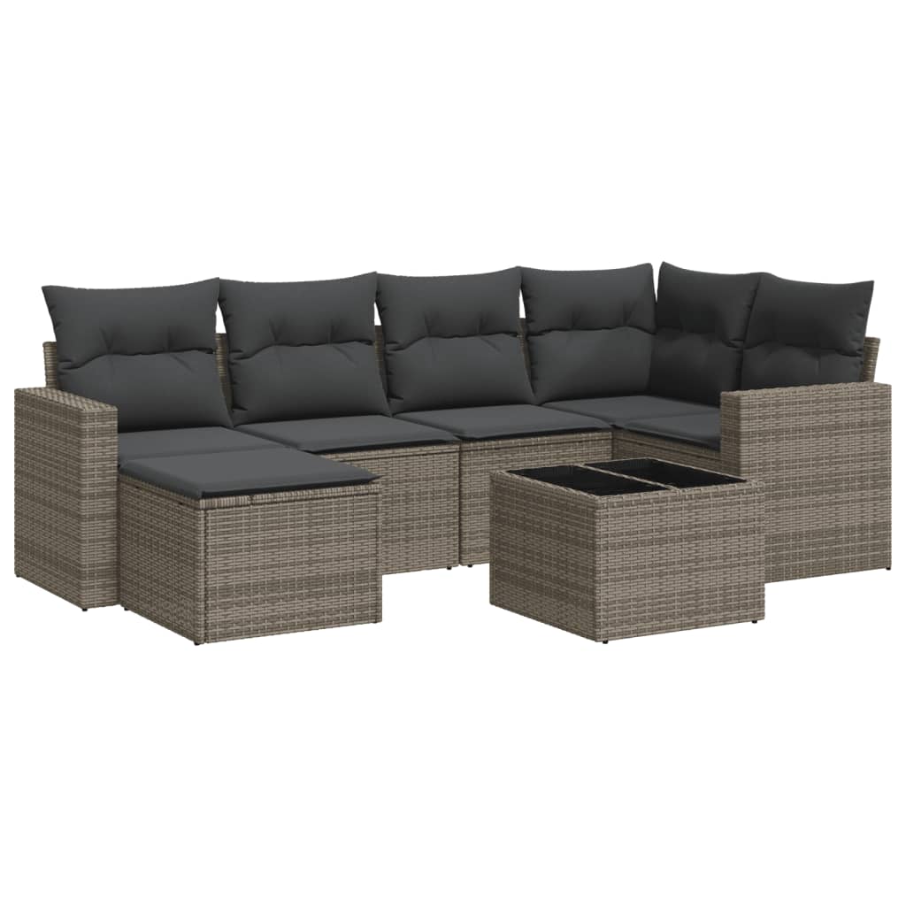 7-delige Loungeset met kussens poly rattan grijs is nu te koop bij PeponiXL, paradijselijk wonen!